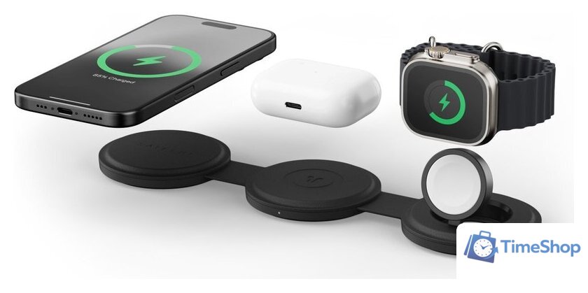 Беспроводное зарядное Satechi OntheGo 3-in-1 Charger ST-QTG31K (черный) - Изображение №4 — Интернет-магазин Time-Shop