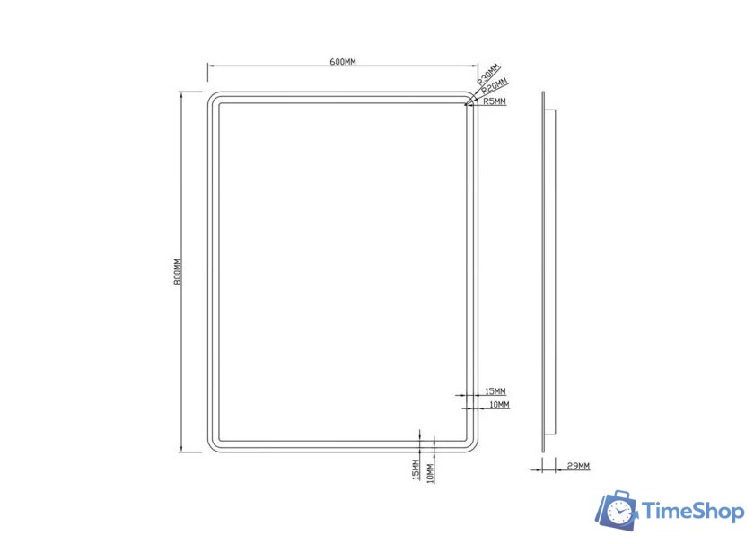  Roxen Зеркало Irida smart touch 510185-60ST (с бесконтактным сенсором и подсветкой) - Изображение №8 — Интернет-магазин Time-Shop