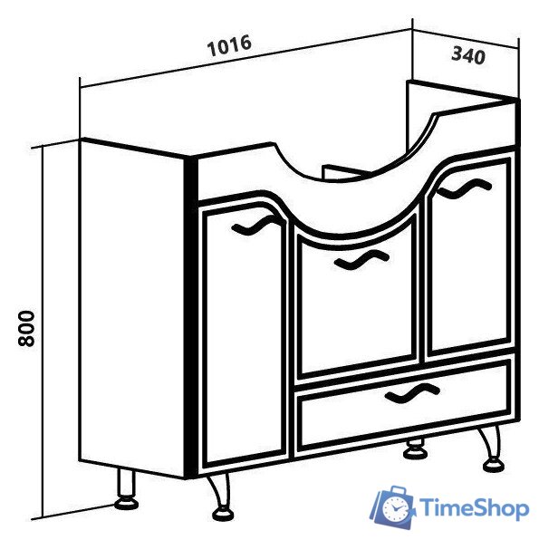  Runo Тумба с умывальником Севилья 105 с корзиной для белья + Стиль 1050 (напольная) - Изображение №6 — Интернет-магазин Time-Shop