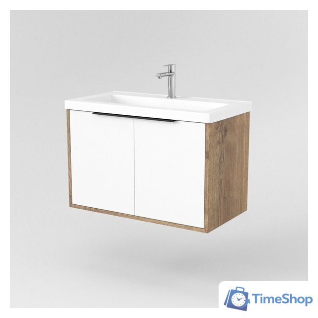  Дабер Тумба под умывальник 018 Тобага/Эридан 80 Т18.8Т.0.21Ч (дуб галифакс/белый/ручка черная) - Изображение №2 — Интернет-магазин Time-Shop