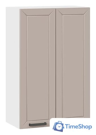 Шкаф навесной Трия Лорас 1ВВ6 с двумя дверями (белый/холст латте) - Изображение №1 — Интернет-магазин Time-Shop
