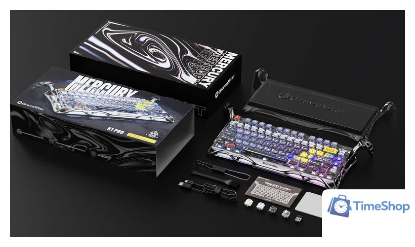 Клавиатура Gravastar Mercury K1 Pro Interstellar Silver (GravaStar x Kailh Speedy Mint) - Изображение №9 — Интернет-магазин Time-Shop