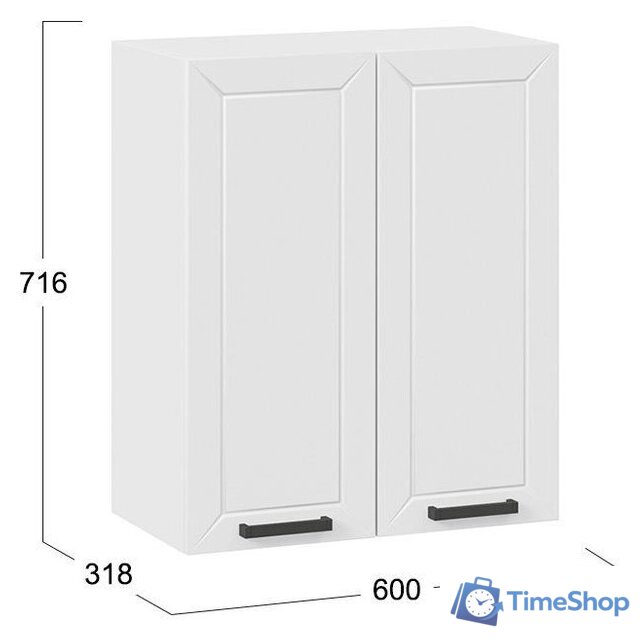 Шкаф навесной Трия Лорас 1В6 (белый/холст белый) - Изображение №3 — Интернет-магазин Time-Shop