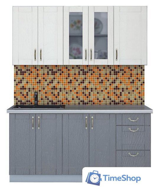 Готовая кухня Интерлиния Мила Крафт 1.6Б (дуб серый/дуб полярный/травертин серый) - Изображение №1 — Интернет-магазин Time-Shop