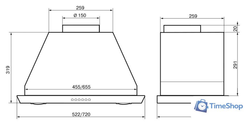 Кухонная вытяжка Elikor Врезной блок S4 52Н-700-Э4Д (нержавеющая сталь) - Изображение №2 — Интернет-магазин Time-Shop