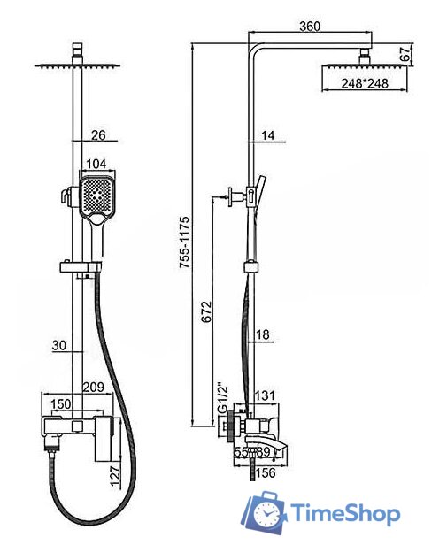 Душевая система  Gerhans K19114 - Изображение №2 — Интернет-магазин Time-Shop