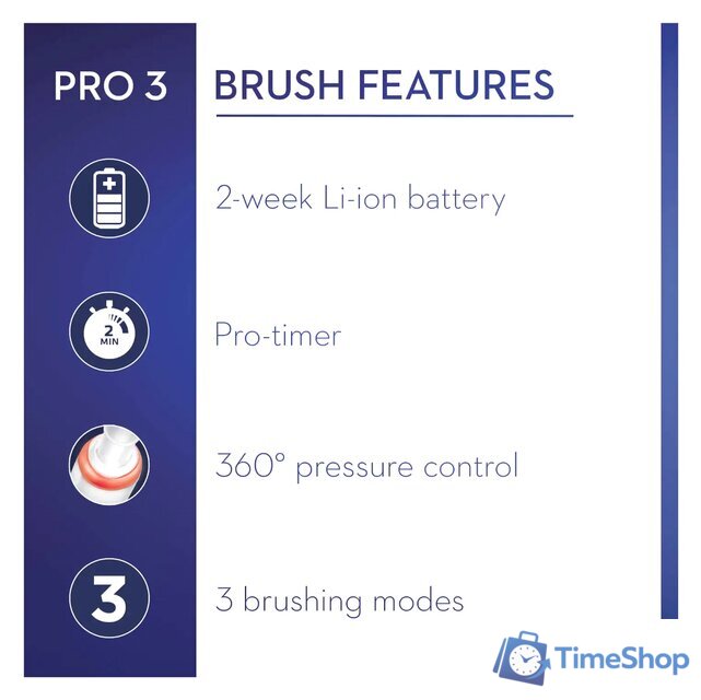 Электрическая зубная щетка Oral-B Pro 3 3000 Cross Action D505.513.3 (черный) - Изображение №4 — Интернет-магазин Time-Shop