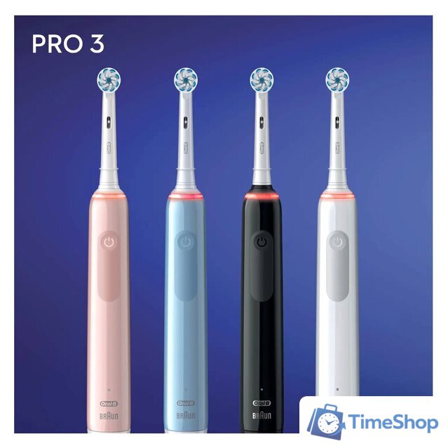 Электрическая зубная щетка Oral-B Pro 3 3000 Cross Action D505.513.3 (черный) - Изображение №2 — Интернет-магазин Time-Shop