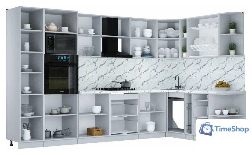 Готовая кухня Интерлиния Мила Шато 1.88x3.4 ВТ PR (белый/керамика/опал светлый) - Изображение №3 — Интернет-магазин Time-Shop