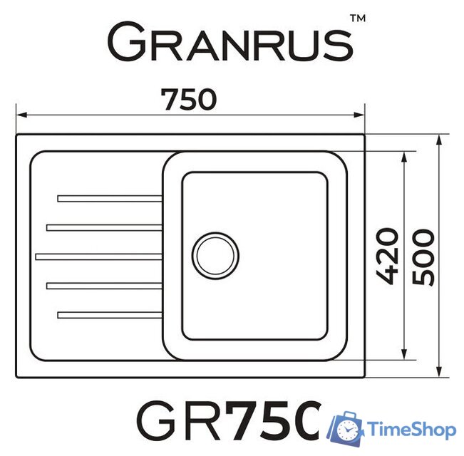 Кухонная мойка Granrus GR-750 (белый) - Изображение №2 — Интернет-магазин Time-Shop