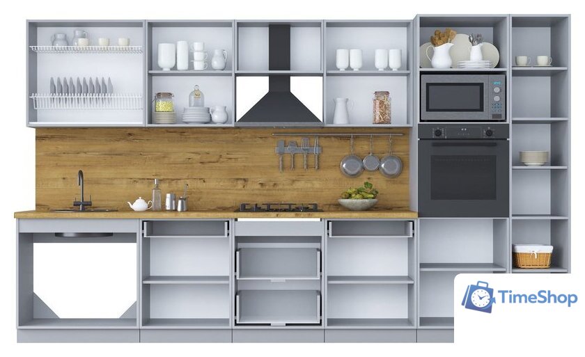 Готовая кухня Интерлиния Мила Шато 3.6В (мята/мята/дуб бунратти) - Изображение №4 — Интернет-магазин Time-Shop