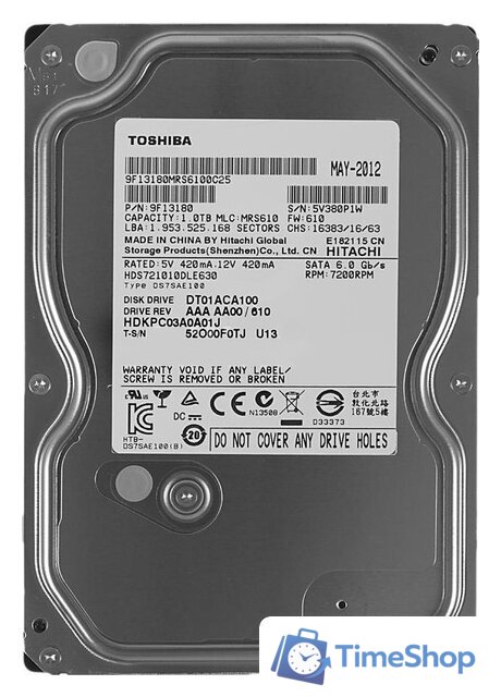 Жесткий диск Toshiba DT01ACA 1TB (DT01ACA100) - Изображение №1 — Интернет-магазин Time-Shop