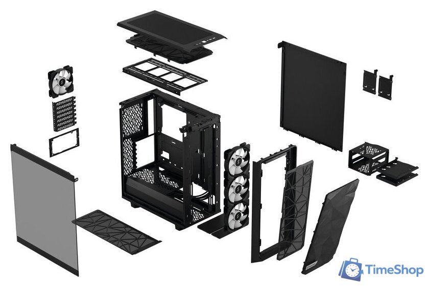 Корпус Fractal Design Meshify 2 Compact RGB Black TG Light Tint FD-C-MES2C-06 - Изображение №12 — Интернет-магазин Time-Shop