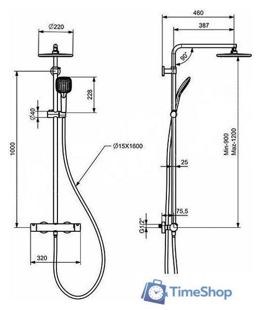 Душевая система  Teska Estella Mix DK1032 - Изображение №2 — Интернет-магазин Time-Shop