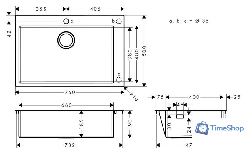 Кухонная мойка Hansgrohe S71 S711-F660 Built-in sink 660 43302800 - Изображение №5 — Интернет-магазин Time-Shop