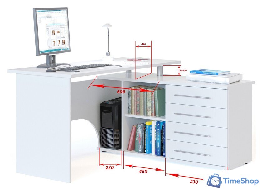 Стол Сокол КСТ-109 правый (дуб сонома/белый) - Изображение №2 — Интернет-магазин Time-Shop