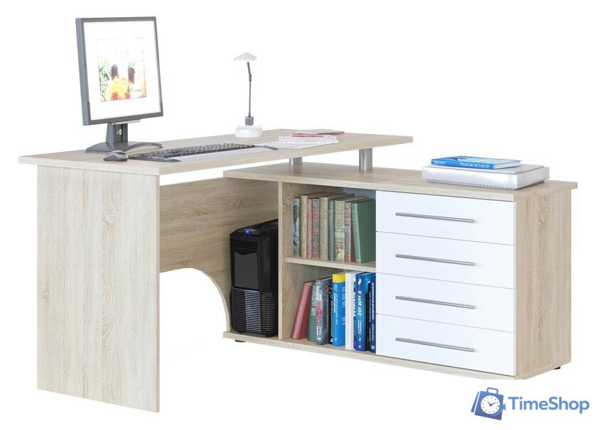 Стол Сокол КСТ-109 правый (дуб сонома/белый) - Изображение №1 — Интернет-магазин Time-Shop