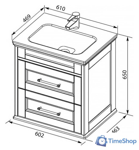 Умывальник Aquanet Бостон 60 258285 - Изображение №2 — Интернет-магазин Time-Shop