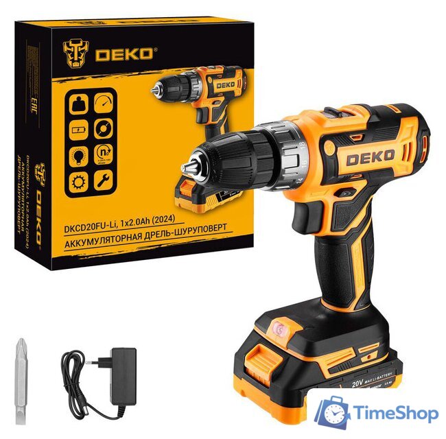 Дрель-шуруповерт Deko DKCD20FU-Li 063-4149 (с 1-им АКБ) - Изображение №1 — Интернет-магазин Time-Shop