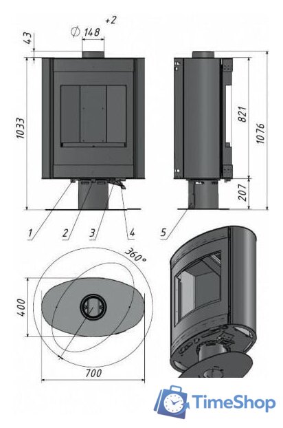 Свободностоящая печь-камин Мета-Бел Свитязь АОТ-7.0-01 - Изображение №4 — Интернет-магазин Time-Shop