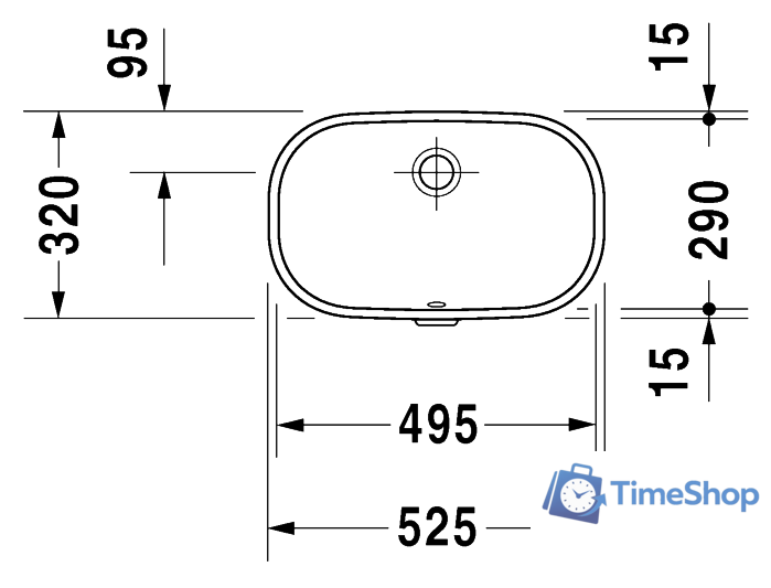 Умывальник Duravit D-Code 52.5x32 (0338490000) - Изображение №2 — Интернет-магазин Time-Shop