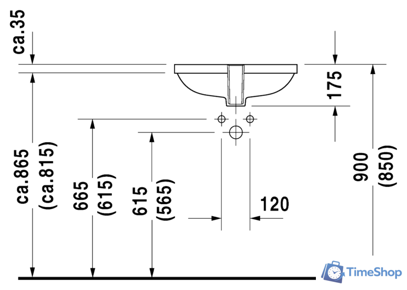 Умывальник Duravit D-Code 52.5x32 (0338490000) - Изображение №3 — Интернет-магазин Time-Shop