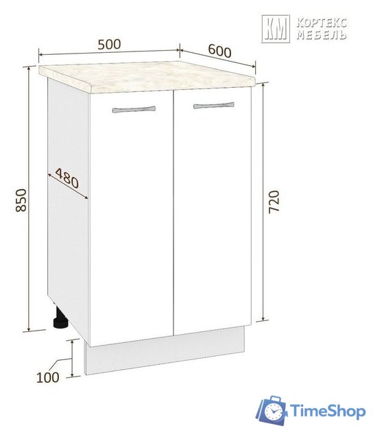 Шкаф напольный Кортекс-мебель Корнелия Лира НШ50р (дуб сонома/марсель) - Изображение №3 — Интернет-магазин Time-Shop
