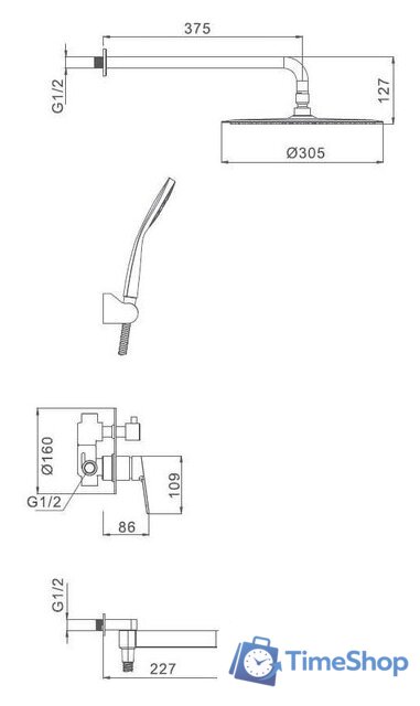 Душевая система  Gappo G7199-30 - Изображение №2 — Интернет-магазин Time-Shop