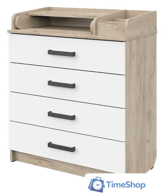 Детский комод Атон Мебель Marvin (дуб крафт серый/белый) - Изображение №1 — Интернет-магазин Time-Shop