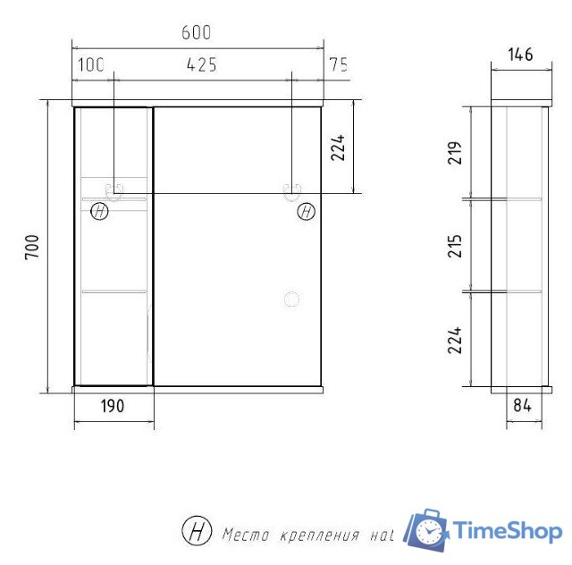  Volna Шкаф с зеркалом Lake 60 L (белый) - Изображение №9 — Интернет-магазин Time-Shop