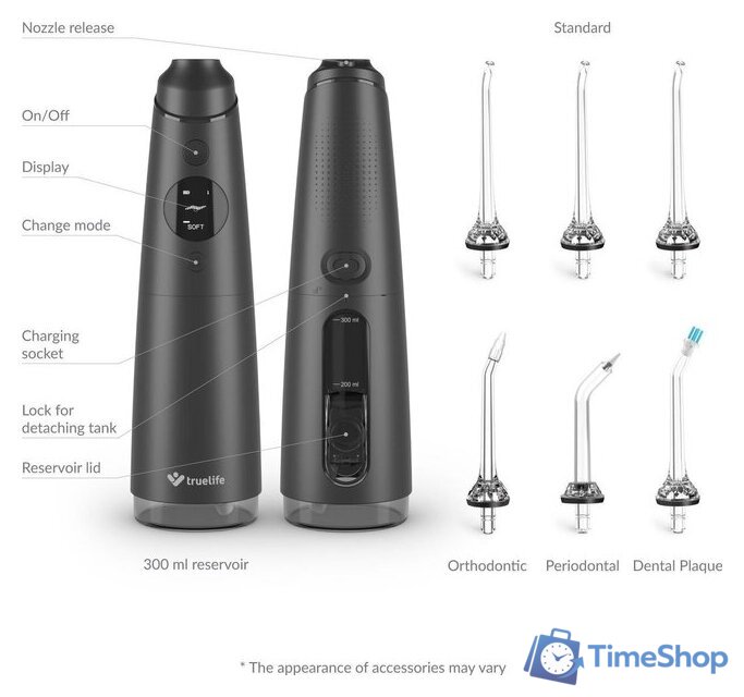 Ирригатор  TrueLife AquaFloss Compact C300 (черный) TLF778444 - Изображение №6 — Интернет-магазин Time-Shop