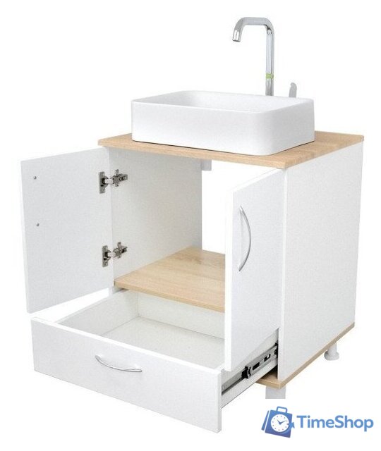  Doratiz Тумба под умывальник Doratiz Гавайи 60 9908.181 (белый/дуб сонома) - Изображение №4 — Интернет-магазин Time-Shop