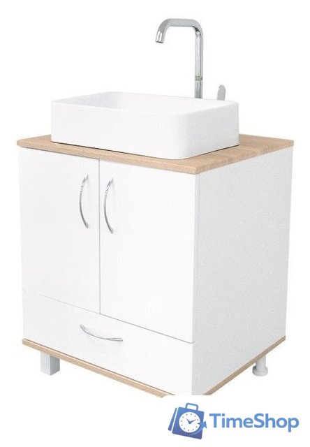  Doratiz Тумба под умывальник Doratiz Гавайи 60 9908.181 (белый/дуб сонома) - Изображение №3 — Интернет-магазин Time-Shop