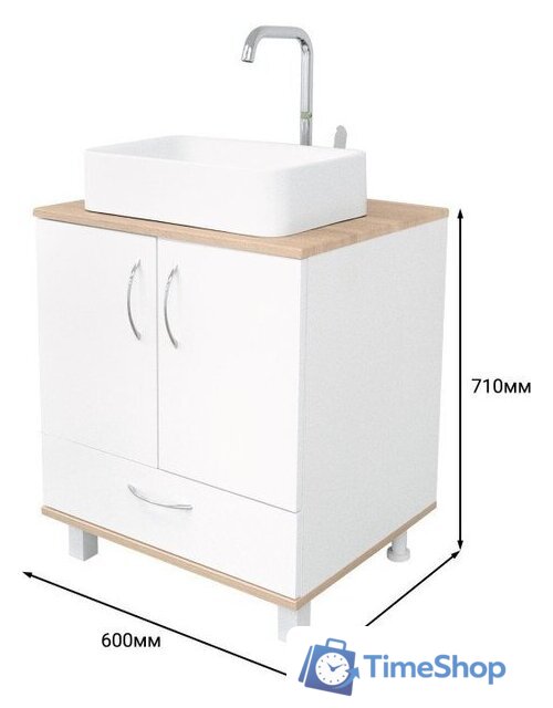  Doratiz Тумба под умывальник Doratiz Гавайи 60 9908.181 (белый/дуб сонома) - Изображение №10 — Интернет-магазин Time-Shop