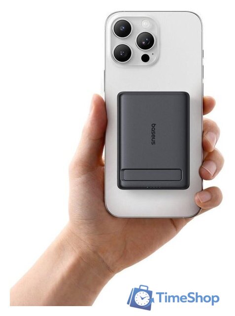 Внешний аккумулятор Baseus PicoGo AM31 Mini Magnetic Power Bank with Stand 20W 5000mAh (черный) - Изображение №6 — Интернет-магазин Time-Shop