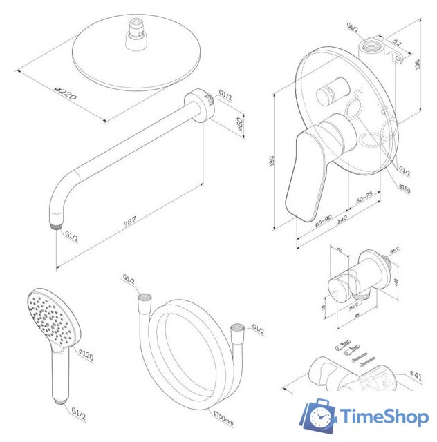 Душевая система  AM.PM X-Joy FB85A1RH20 - Изображение №2 — Интернет-магазин Time-Shop