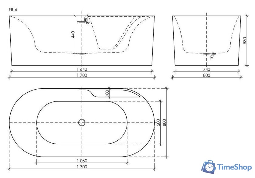 Ванна Ceramica Nova Omega FB16 170x80 - Изображение №5 — Интернет-магазин Time-Shop
