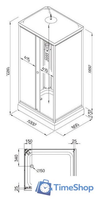Душевая кабина Triton Квадро 100x80 А Полосы, ДН4 - Изображение №16 — Интернет-магазин Time-Shop