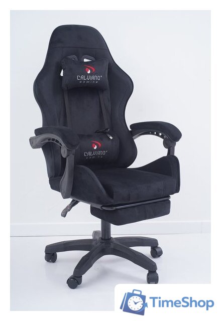 Игровое (геймерское) кресло Calviano 1584 (велюр, черный) - Изображение №14 — Интернет-магазин Time-Shop