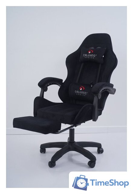 Игровое (геймерское) кресло Calviano 1584 (велюр, черный) - Изображение №9 — Интернет-магазин Time-Shop