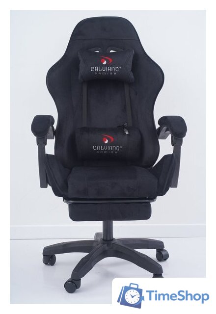 Игровое (геймерское) кресло Calviano 1584 (велюр, черный) - Изображение №15 — Интернет-магазин Time-Shop