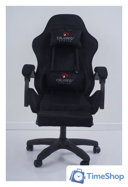 Игровое (геймерское) кресло Calviano 1584 (велюр, черный) - Изображение №10 — Интернет-магазин Time-Shop