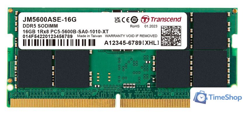 Оперативная память Transcend JetRam 16ГБ DDR5 SODIMM 5600МГц JM5600ASE-16G - Изображение №1 — Интернет-магазин Time-Shop