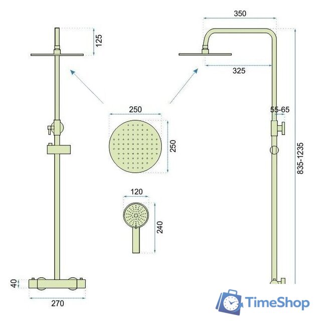Душевая система  Rea Vincent REA-P8005 (золотой) - Изображение №5 — Интернет-магазин Time-Shop