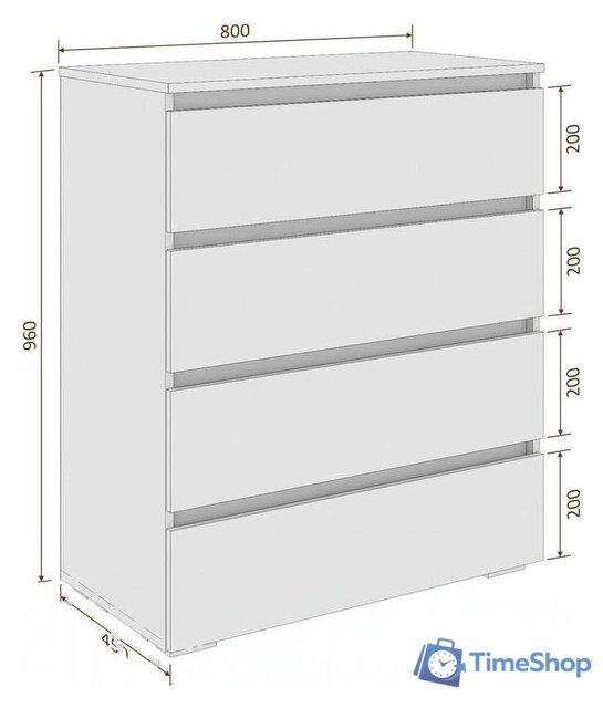 Комод Кортекс-мебель Бари 80 4ш (дуб сонома/дуб сонома/дуб сонома) - Изображение №5 — Интернет-магазин Time-Shop