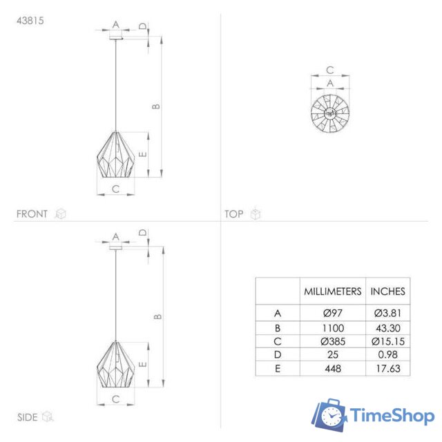 Подвесная люстра Eglo Carlton 43815 - Изображение №6 — Интернет-магазин Time-Shop