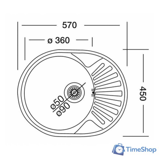Кухонная мойка КромРус EC 257 RUS (чаша справа, без сифона) - Изображение №2 — Интернет-магазин Time-Shop