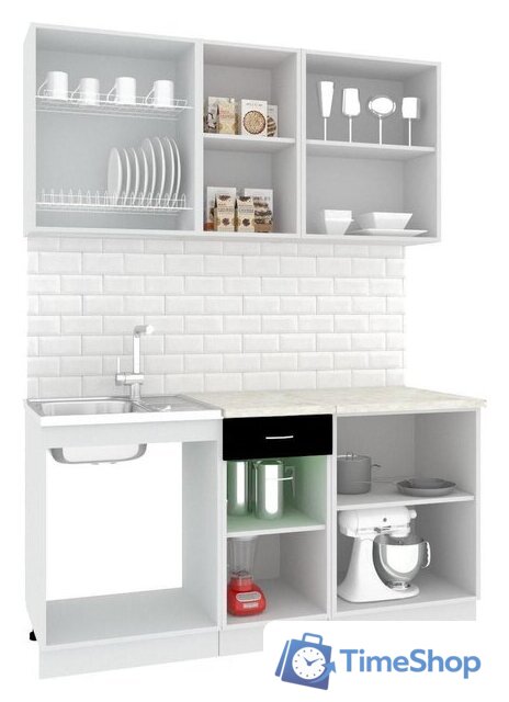 Готовая кухня Кортекс-мебель Корнелия Экстра 1.6м (дуб сонома/королевский опал) - Изображение №3 — Интернет-магазин Time-Shop