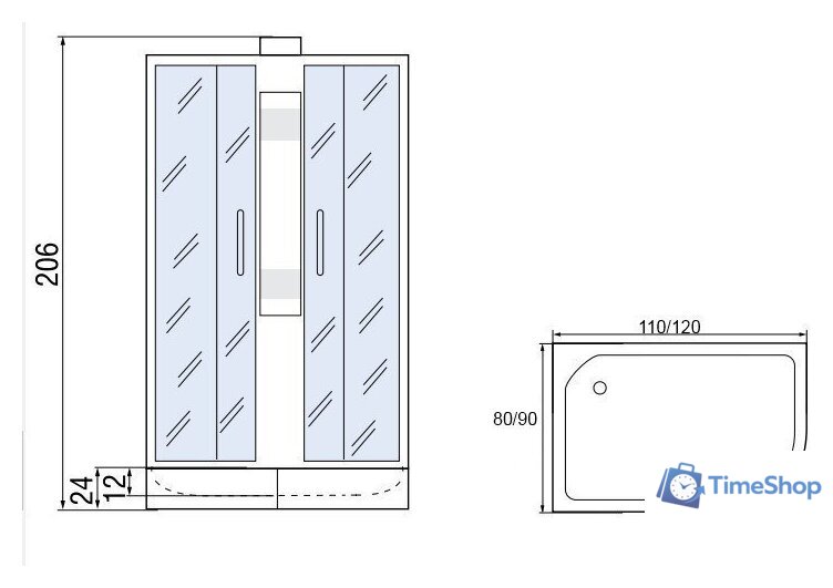 Душевая кабина Мономах 120/80/24 МЗ L Б/К - Изображение №5 — Интернет-магазин Time-Shop