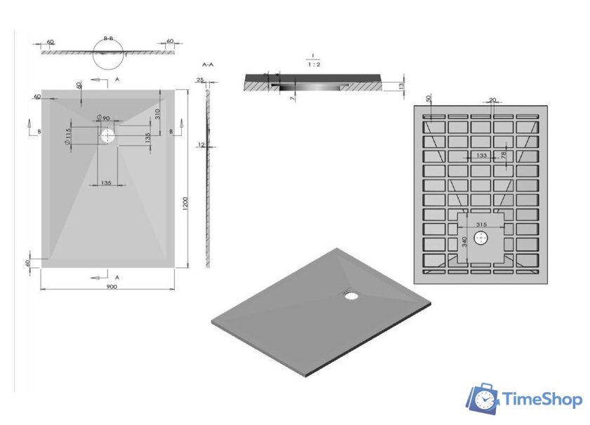 Душевой поддон Vincea VST-4SR9012A 120x90 - Изображение №2 — Интернет-магазин Time-Shop